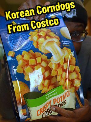 Korean Corndogs at Costco! Would you smash?  . #foodreview #snacks #Foodie #tasty #comedy #voiceover #easymeal #thankyouriktok  #koreancorndog #costco