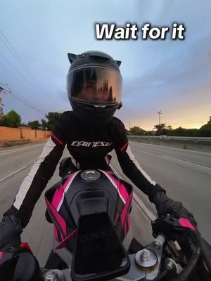 Highway shenanigans 😂. #motogirl #girlswhoride #biketok #bikertok #throttletherapy #california #apriliars660 #aprilia #rs660 #fypシ #bikergirlsoftiktok #cadgraphik #pinkmotorcycle #sunsetvibes #sanjose #freebird 