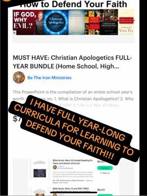 GET AMAZING CHRISTIAN EDUCATION RESOURCES ON MY PROFILE!!! Apologetics, Worldviews and Ethics, Theology, Bible Study, and more!!! #christiantiktok #apologeticstiktok #homeschoolingmom #biblestudytips 