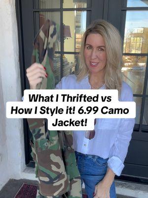 What I Thrifted vs How  I Style it! 6.99 Camo Jacket! #camo #camouflage #thriftedvstyled #mensclothing #nolandfill #shopsecondhand #upcycledclothing #refashion #refashion #unique #upvycledfashion #ecodesign #skaters #looksforless #makersmovement #upcycle #creative #sustainabledesign #secondhandstyle #rework #rethinkreuse #revision #inspiration #thrifthaual #greendesign #gogreen  #upcyclersoftiktok #makersoftiktok 