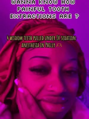 Im ngl, I will be a Dental Hygienist, so I was excited to see rhe surgeey side.  The IV Sedation was crazy, it was like I got teleported to 9:30 after my 8am appointment 😂  Moral: I forgot how to chew, I’m scared to open my mouth wide, most importantly I wish I ate a big back meal before this.  Tips: Have Ice, yogurt, applesauce, mashed potatoes, mashed bananas, Protein smoothies, oatmeal, lots of water, and a CLEAN ROOM. #fyp #viral #phillytok #wisdomteethremoval #wisdomteeth #wisdomteethaftermath #wisdomteethrecovery #wisdomteethextraction #toothextraction 