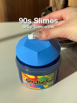 Gushies is BACK & BETTER with an updated clay topper!!! What's your favorite slime from this restock? 90s themed slimes drop Friday, 1/17 at 3 PM PST 💿☻ #asmr #slime #slimeshop