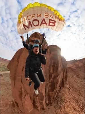 “I am freaking out right now.”  #tandembasemoab #basejump #skydive #moab #utah #archesnationalpark #zionnationalpark #utahmightyfive #travel #freakout #colorado #zionnationalpark #fyp #bucketlist 