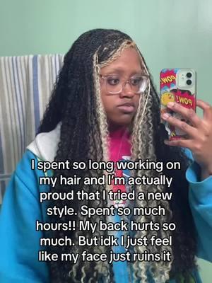 I’m embarrassed to post this please dont be mean. I’ll just let it marinate though cause I genuinely love this style so much! #hairstyle #braidstutorial #bohotwists #dysmorphia 