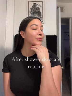 After shower skincare routine while santi naps 🩵 #fyp #skincare #sahm #aftershower 