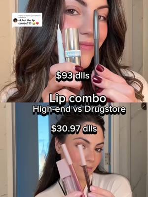 Replying to @Nadia Cervantes same combo 2 prices!! Which one would you try?? #lipcombo #fyp #nyc #beautytiktok #pradabeauty #maybelline #rhodeliptreatment #maclipliner #fashiontiktok #drugstoremakeup 