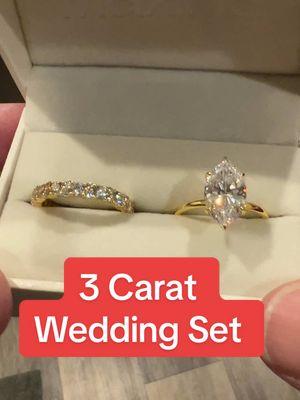 3 carat one stone wedding ring set perfect amount of ice and drip for the lady in your life #wedding #weddingtiktok #ring #weddingring #ice #drip #cz #worthabuck #jewlery #ring #forher #sayyes #ido #engagement 