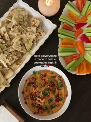 this is a great healthy snack/ appetizer to make for a cozy game night in! 🍅🥙🌶️ I followed @Nico & Louise’s Muhammara recipe & I followed @Roni Jhone’s fresh homemade pita recipe! 👏 #healthyappetizers #healthyapps #potluckidea #gamenightwithfriends #muhammara #appetizersideas 