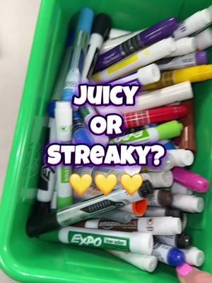 💦Juicy💦or streaky? 💛💛💛💛 #expo #dryerase #dryerasetok #teacher #crayola #bic #whiteboard #stationery 