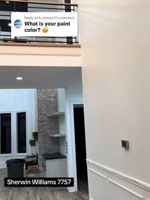 Replying to @k_chavez1 it is Ultra White by Sherwin Williams! There is no blue green or yellow tint in this white. I believe it has some black undertones, which is why you get that pure white look.  #newhomebuild #homeconstruction #hometour #whitepaint #sherwinwilliams  