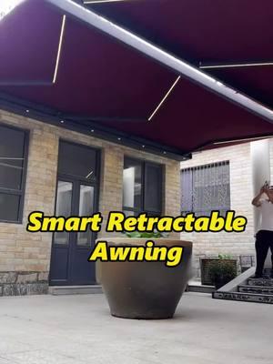 Automatic Retractable LED AwningIt is made of waterproof and fire-resistant fabric combined with an aluminum alloy frame. It can block rain in rainy days and sun in sunny days, can be controlled by remote control, and has lights at night.It can withstand a Category 4 typhoon.Available in multiple sizes. #awning #awnings #retractableawnings #retractable #pergola #gazebo #gardendesign #sunshade #outdoor #patio #chinawindowdoors #homedecor #decor