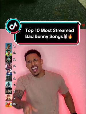 THE TOP 10 MOST STREAMED BAD BUNNY SONGS (According to Spotify)🐰📊 It’s crazy to see how far Bad Bunny has come in his decade of making music📈🔥 And with no signs of stopping, I think it’s safe to say that he’ll go down as one of the best to ever it🙌🏽💯 COMMENT WHICH ARTIST I SHOULD DO NEXT!❤️‍🔥 #badbunny #reggaeton 