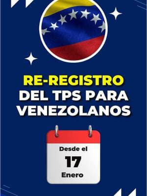 🔔 Periodo de Re-Registro: Del 17 de enero de 2025 al 10 de septiembre de 2025 Este periodo es crucial para que aproximadamente 600,000 venezolanos 🇻🇪que llegaron antes del 31 de julio de 2023 y que han residido de manera continua en EE.UU., continúen viviendo y trabajando legalmente en el país. ✅Para mantener tu TPS y autorización de empleo, asegúrate de re-registrarte dentro del periodo especificado No pierdas esta oportunidad de asegurar tu estancia y trabajo en EE.UU. ¡Estamos aquí para ayudarte en el proceso!📱📥 ¡Contáctame hoy mismo !🇺🇲📃 🗃️Gestión Migratoria RP LLC 👩🏼‍💼Rosmery Perez 📲WhatsApp: (954) 5056698 📧 gestionmigratoriarp@gmail.com 💻También revisa el link en nuestra Bio ✅Somos Preparadores de Formas de Inmigración. ⚠️No somos Abogados en USA. . . #parole #asilo #asilopolitico #venezolanos #visa #estadosunidos #inmigrantesenusa #inmigrantes #ilegal #tramites #tramitesmigratorios #migración  #usa #uscis #corte #trabajo #gestionmigratoria #ajustecubano #permisodetrabajo #FOIA #Ciudadania #greencard #salvoconducto #I601A #TPSvenezuela #TPSHonduras