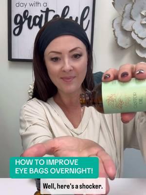 HOW TO IMPROVE EYE BAGS OVERNIGHT! You can find my recommended castor oil and frankincence in my showcase on my tiktok profile. #menopause #menopauseeducator #castoroil #menopausesupport #antiaging #frankincense #over40skincare #over40skincare #menopauserelief #castoroilbenefit #perimenopause #lymphaticdrainage  #lymph #guashatutorial #guasha