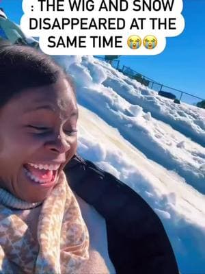 Her wig said I can't hold on any more 😂 🤣  #wig #slide #ride #snow #hair #fun #omg #funny #wherediditgo #cantholdon #culture 