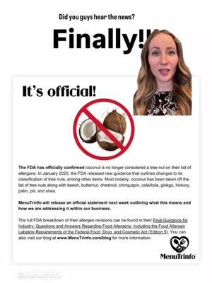 Did you hear the news? Thoughts? Concerns? We have other things the labeling laws need to be better at; and hopefully this is one step of many they’ll clarify and continue to improve at. What change would you like to see next?  #treenutallergy #coconutallergy #foodallergy #foodallergies #labelinglaws #fda #maycontain 