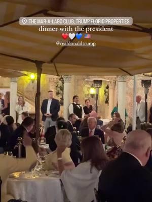 President Donald J Trump having dinner last night at Mar-a-Lago with the YMCA Song!! MAKE AMERICA GREAT AGAIN! #MAGA #donaldtrump #trumpwasright #trump #maralago #palmbeach #florida @realdonaldtrump @teamtrump @trumpwarroom @whitehouse45 @themaralagoclub @trump @trumphotels 📸: @clairewildey 🇺🇸🇺🇸⛳️🌴☀️