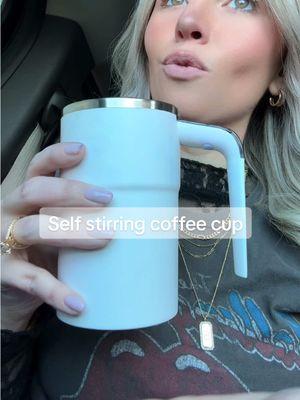 Coffee is even better on the go in this cup! #coffee #coffeecups #automaticstirringcup #coffeeathome 