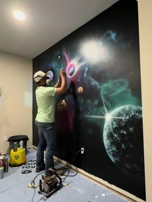 And sometimes I paint walls! #wallart #spacepainting #nasa #graffitiart #iwata  