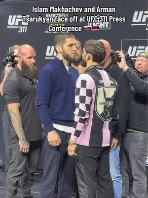 Islam Makhachev and Arman Tsarukyan face off at UFC 311 Press Conference #UFC #islammakhachev #armantsarukyan #ufc311 #mma #ninadrama #kickboxing #boxing #muaythai #muaythaifighter #muaythaifighter #taekwondo #jiujitsu #brazilianjiujitsu #jiujitsugrappling #jiujitsulifestyle #wrestling #wrestlingtiktok #wrestlingtok #fit #fitness #grappling #karate #armenia #armenian #armeniantiktok 