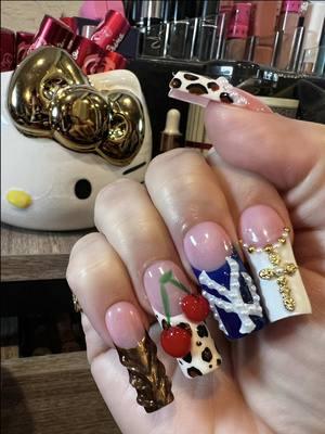 New Nailzz 🤍 #nails #nailzz #nailsnailsnails #pressonnails #nynaildesign #cherrynails #crosses #cheetahnails #nailsfyp #nailstiktok #goodbyetiktok #fyp  