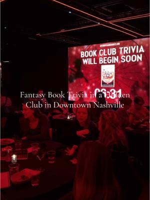 While new meaning to the term Book Club. 🗡️ Book nerds unite at Trivia Book Club’s pop ups at the hidden speakeasy club, @Dirty Little Secret Nashville, inside @Dream Nashville in downtown Nashville’s Printer’s Alley. From ACOTAR to From Blood & Ash, battle it out with your fellow fantasy book lovers. 📖  #nashville #ironflame #BookTok #nashvillegram #downtownnashville #thingstodoinnashville #thenashvilleguide #nashvillebookstore #creatorsearchinsights @Rebecca Yarros 