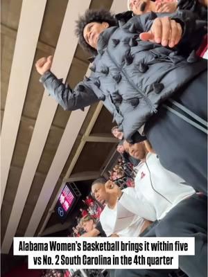 The Alabama men’s basketball team got a little rowdy when the women brought it within five in the 4th quarter vs No. 2 South Carolina 👏🙌 #alabamabasketball #alabama #rolltide #rtr #dawnstaley #secbasketball #womenscollegebasketball #collegebasketball #collegehoops 