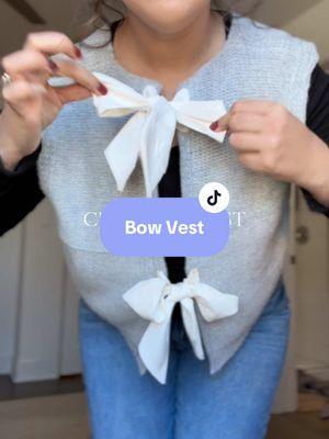 How adorable is this vest?? 🤍 #bowvest #bowsweater #vest #cutetops #momoutfit #momoutfits #TiktokShopJumpstart #TiktokShopLoveAtFirstFind #fashionlookbook 