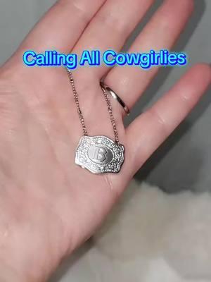 I am obsessed with this Belt Buckle Initail Letter Necklace 😍  #beltbucklenecklace #initialnecklace #cowgirl #beltbuckle #westernjewelry #necklace #tiktoshopfinds 