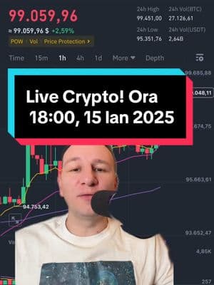 Live Crypto! Ora 18:00, 15 lan 2025! #cryptocoinromania #crypto #fyp #bitcoin #live