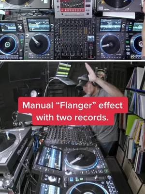 Using 2 records to manually create the #flanger #effect and a #throwback from 2022.  #onthisday #vinyl #records #djmix #housemusic #greenvelvet 