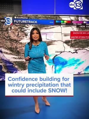 Friday is the warmest day we have left before the arctic cold front arrives, and that front could bring a winter storm to Houston next week. #winter #wintrymix #snowday #snow #soyouresayingtheresachance #texasweather #houstonweather #weather #winterstorm #precipitation #precip #wintryprecip #abc13houston #abc13