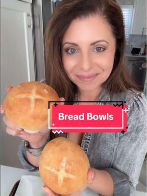 Bread Bowls! Full Recipe in the link in my bio! #bread #breadmaking #breadrecipe #breadbowl #frannielovesfood 