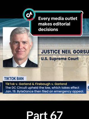 Every newspaper and media outlet makes editorial decisions about what they are going to promote within their journalism.  If a specific disclosure were required then why should it be limited to only foreign owned companies? #scotus #tiktokban #editorialdiscretion #anniemay 