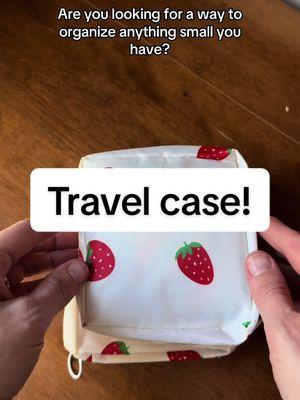 The cutest travel case!  #travel #traveltiktok #travelcase #travelluggage #luggage #luggagehack #packing #tts #ttsaffiliate #selling #present #gifts #girlgifts #cute #cutebags #makeup #makeupcase #feminineenergy #pads #tampons #tampon #carryingyourlove #strawberry #strawberryshortcake #strawberries 