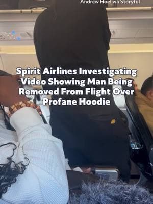 Spirit Airlines is investigating a video that shows a man being removed from a plane, allegedly because of the hoodie he is wearing, ahead of a flight from Los Angeles to San Antonio on Monday, January 13. #spiritairlines #passenger #airlinepassenger #plane #fyp #foryoupagе