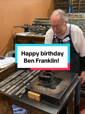 Happy Birthday, Ben Franklin! On January 17, 1706, Benjamin Franklin was born in Boston, Massachusetts. While Ben Franklin was an inventor, writer, scientist, and Founding Father of the United States, what he actually took the most pride in his life was his profession as a printer. At the age of 12, Ben became an apprentice to his brother James, a printer, who taught Ben the printing trade. Three years later, James founded The New-England Courant, which was one of the first newspapers in North America. At 17, Franklin ran away to Philadelphia where he worked in a variety of printing offices and would later help establish newspapers throughout the American colonies. No matter what he considered himself in life, he made sure “Printer” would be inscribed on his grave before he passed away in 1790. In honor of Ben Franklin’s birthday today, Howard discusses Franklin and letterpress prints “HAPPY BIRTHDAY BEN FRANKLIN!” set in 90 point Franklin Gothic type, the largest metal type in our print shop. This was printed with black rubber base ink using our Washington hand press. #SacHistoryMuseum #onthisday #benfranklin #happybirthday #typography #museum #sacramento #letterpress #printing #printingpress #asmr #history