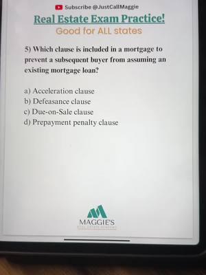 Real estate exam vocabulary you need to know for your exam. Defeasance clause, due on sale clause (alienation clause), acceleration clause, and pre-payment penalty clause are all terms you need to know and will be on the exam.  #realestateexamprep #realestateexam #CapCut 