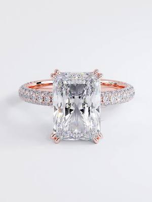 4.60ctw GIA Certified E-VS1 Radiant Cut Trio Micropavé Lab Grown Diamond Engagement Ring set in 18k Rose Gold. A trio micropavé diamond engagement ring set with a Radiant Cut Lab Grown Diamond. 3.60ct Radiant cut E Color & VS1 Clarity GIA Certified. The ring is made of 1.00ct F color & VS clarity earth mined diamonds set in 18kt rose gold. This ring is a handmade piece and can be made into any size needed, please get in touch with your special request. Check the link in bio and search for ER-1668-R…🥰 ONLY $9,950 https://lioridiamonds.com/products/4-60ctw-gia-certified-e-vs1-radiant-cut-trio-micropavev-lab-grown-diamond-engagement-ring-set-in-18k-rose-gold #lioridiamonds #liorilover  #radiantcutdiamond #radiantcut #labgrowndiamonds #giacertified #diamondring #diamondrings #3carat #18krosegold #rosegold #micropave #18k #engagementring #engagement #ecolor #colordiamond #giftsforher #diamonddistrict #nyc #uxurylifestyle #fyp #luxuryjewelry #finejewelry #weddingring #💍💎 #💎 #vs1 #🎁