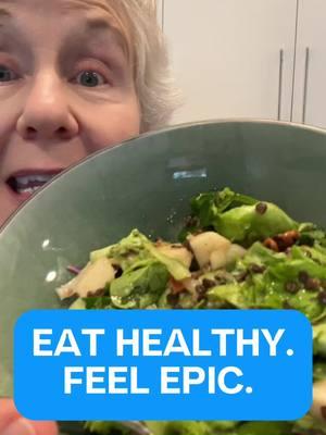 HERE’S A FUN WAY TO BOOST YOUR CONFIDENCE.  Forget taking pills. Your fork is the ultimate confidence lifter. Chomping on nutrient dense food rewires your brain's “I feel good” circuitry and you go to bed at night feeling lighter, healthier and more….self-asurred.   Can we talk donuts vs. salads for a sec?  Eating both costs you about 350 calories. That spinach salad is busy fueling you with energy, providing good gut bacteria and feeding your brains’ neuropathways so you think clearly.   The donut? It’s a nutritionally empty couch potato, sitting there looking all gooey and chocolatey. The 60 seconds of sugary pleasure you get comes with an enormous price.  Fasten your seatbelt for an energy and confidence crash just minutes after you eat it.  As your confidence coach, choose wisely food warriors. I encourage you to eat smart and feel epic. Here’s my “Kitchen Sink” salad recipe.   In a bowl combine:  A handful of organic salad greens.  A ripe pear or apple, diced. A few slivers of a Vidalia onion, for punch. A stalk of celery, diced. Leftover grains; quinoa, lentils, brown rice – warmed up first. My 10 second homemade salad dressing. (I sprinkle these ingredients directly on the salad): 💪 3 tbl. extra virgin olive oil 💪 1 tbl. white balsamic vinegar 💪 Salt, freshly ground Tellicherry black peppers  Gently toss all the ingredients together in the bowl for 20 seconds. This thoroughly blends all the flavors for a savory dish.  Are you ready for 1:1 coaching? Tired of feeling stuck, unfulfilled, and lacking confidence? I can help.  Click on the link in my bio and schedule a “LET’S MEET” complementary Zoom call today. I’d like to hear why what keeps you up at night and goals you keep missing. I'll share my coaching strategies for how you can win more in your life. #ohyesyoucan #ibelieveinyou #confidenceboost #youarewhatyoueat #healthyeating #saladrecipe #healthyrecipe #mentaltoughness #internalstrength #aginggracefully #womenover50 #confidencecoach #confidencecoachforwomen 