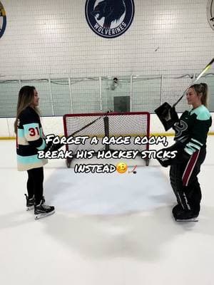 Best kind of therapy🥶🏒 @amber #hockeytiktok#fyp#hockeystick#rageroom#gabigibson#goalie#hockey#imjustagirl#hockeylife#anger#lol 