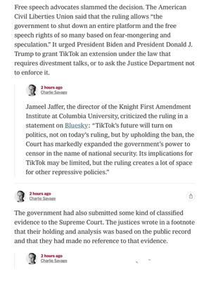 #tiktok #tiktokban #scotus #freespeech #1stamendment #nytimes #aclu 