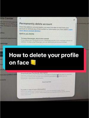 How to delete your Face📒 profiles and download your data #cancelfacebook #cancelmeta #likethisvideo 