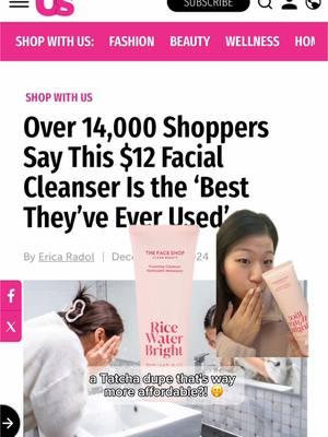 Shout out to @usweekly for featuring Rice Water Bright Foaming Cleanser as the best 5-star, $12 cleanser from over 14,000 fans! 🥳   We’re honored to be a part of the K-beauty community who loves affordable, effective skincare products inspired by nature. Thanks for all the love, y’all! 🫶 #thefaceshop #lgbeauty #koreanskincareroutine  #skincare #koreanskincareproducts #koreanskincaretips #koreanskincare #kskincare #affordableskincare #kbeauty #ricewaterbright #ricewater 