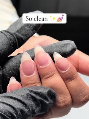 Love when they look like they’re natural 🤍 #nails #almondnails #clearnails #acrylicapplicationtutorial #nailapplication #beginnernailtech #nailinspo #shortalmondnails #nailfile #nailfiling #fypシ゚viral 