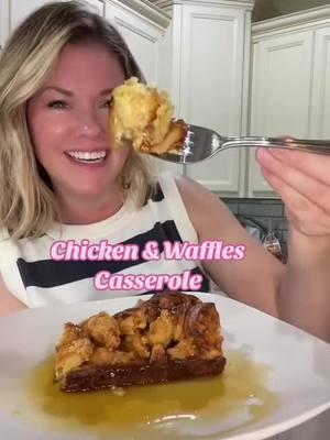 Chicken & Waffles Casserole  https://www.stephreallife.com/chicken-and-waffles-casserole/ #casserole #chickenandwaffles #kidfriendlydinner 