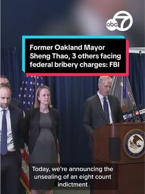 Recalled Oakland Mayor Sheng Thao, along with three others, has been charged with bribery after a corruption investigation, the FBI and US Attorney's Office announced Friday. The FBI raided Thao's home last summer along with several other locations. #shengthao #fbiraid #oakland #bayarea #mayor #abc7news