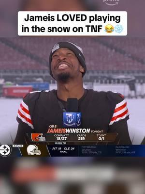 "I'm definitely gonna eat some snow today." 😋 #tnfonprime #jameiswinston #clevelandbrowns #nfl #snow #funny