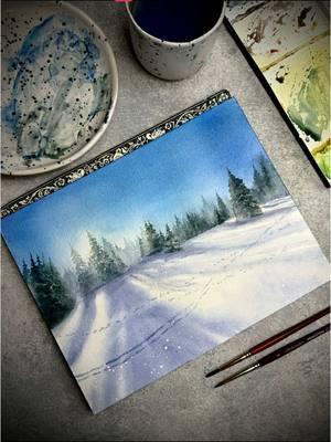 Hope you liked this little winter scene! I wish I’d been able to do more winter paintings before now. I’ll be continuing elsewhere but I know it won’t be the same. Hope to see you elsewhere but if not wishing you all the joy you can find for yourself in the midst of… so many things that seem to want to get in the way 🙃 #artistsoftiktok #watercolorlandscape #tutorial #inspo #artprocess #beginnerwatercolor 