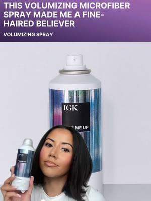 Anyone need a pick me up? ❤️‍🔥 Our root boosting spray gives 2X instant root lift and 72-hour volume for bigger hair. Plus, the transparent microfibers grip to your hair for a fuller, thicker-looking hairline. #finehair #fullhair #hairvolume #volumespray #IGKHair